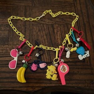 Vintage 80s bell charm necklace (yellow2)
